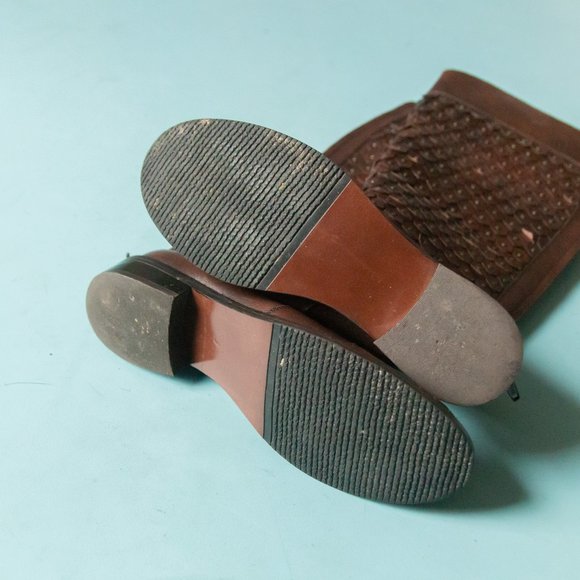 Luichiny Tough Stuff Brown Genuine Leather Scaled Studded Riding Boots Sz US 7 - Picture 4 of 9